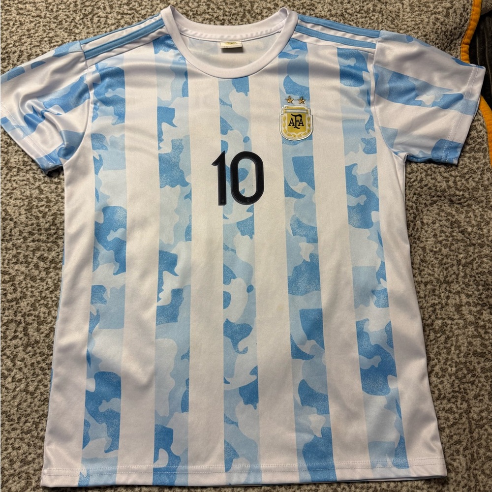 Kids Blue and White Striped Soccer Jersey